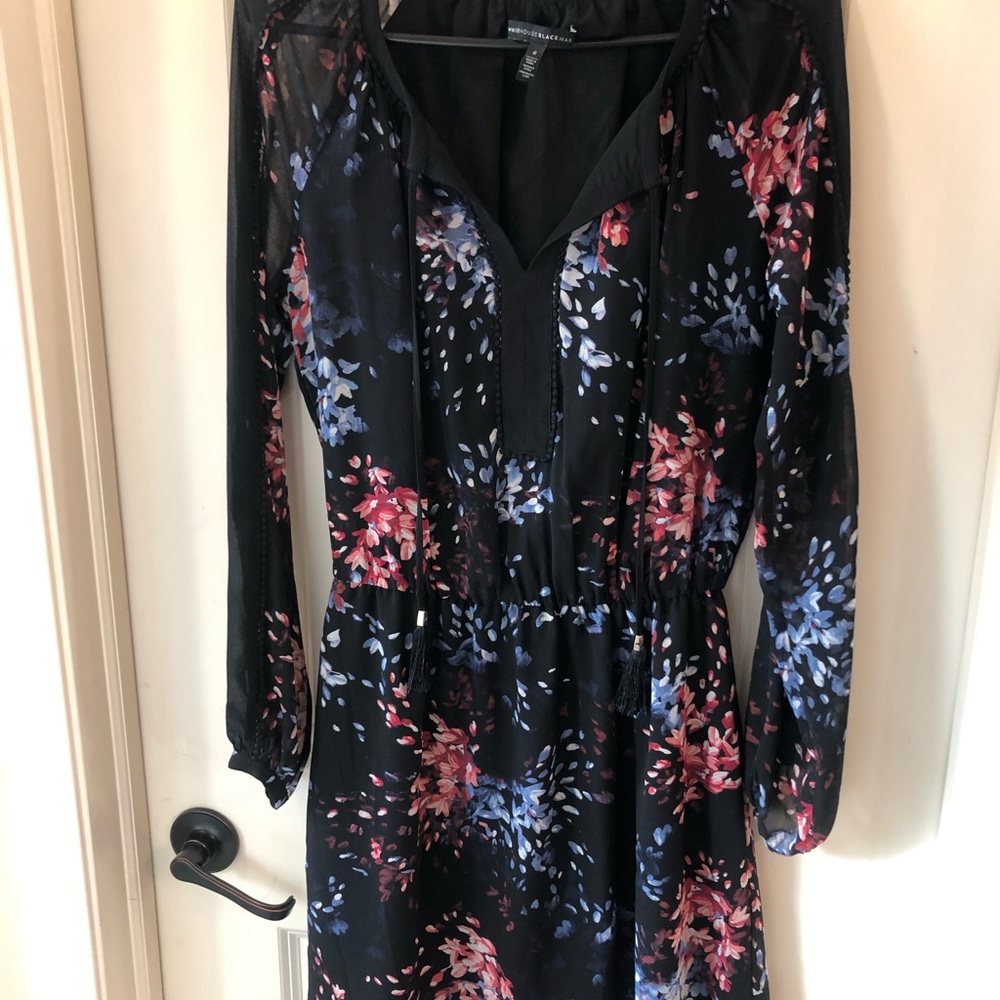 White House Black Market Black Floral Midi Dress
